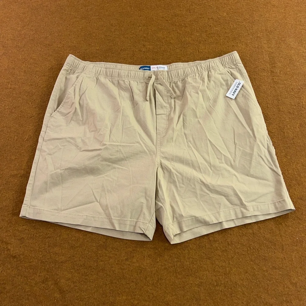 Old Navy Mens XXXL Tan Khaki Built-In Flex Jogger Shorts NWT